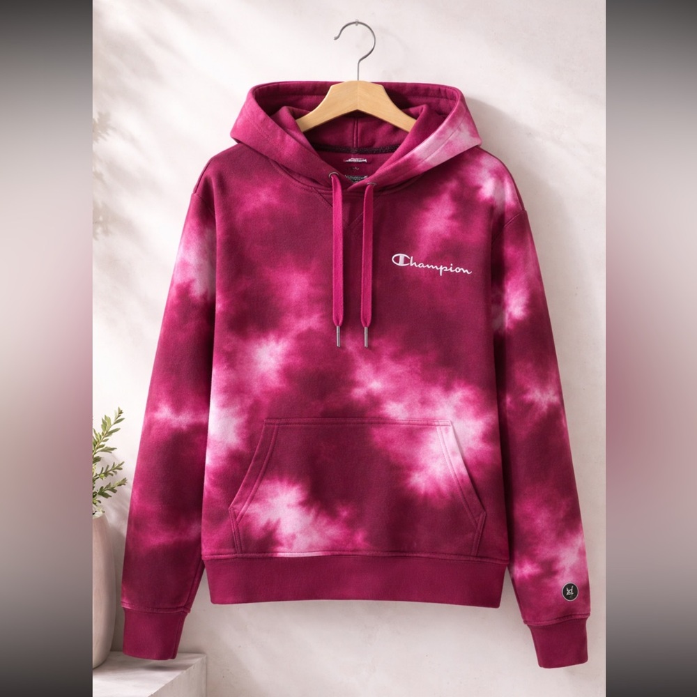 ⭐️ Tie Dye Champion Maroon Hoodie Size S